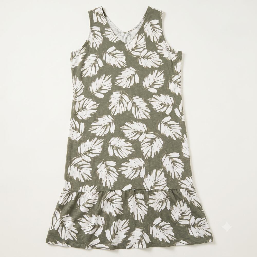 NWT J. Jill Womens M Boho Coastal Resortwear Vacation Modal V-Neck Flounce Dress